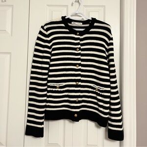Zara Women's Black and White Striped Cardigan